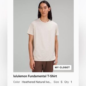 Lululemon fundamental t-shirt size small color heathered natural ivory